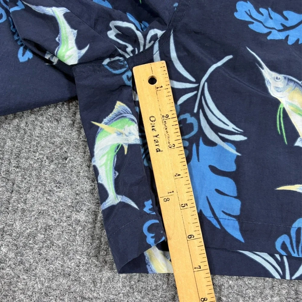 Nautica Mens XL Swim Trunks Fish Hawaiian Print Navy Mesh Lined Beach Shorts